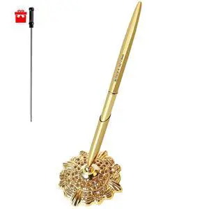 Hollow Round Pen Holder Signing Pen Set for Wedding Bridal Engagement Valentine's Day Favors,Golden Hollow Round Pen Holder Signing Pen Set for Wedding Bridal Engagement Valentine's Day Favors,Golden