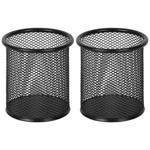 Pencil Holder for Desk, 2 Pack Metal Pen Organizer, Mesh Pencil Cup Organizer for Home, Office, Classroom, School, Black Pencil Holder for Desk, 2 Pack Metal Pen Organizer, Mesh Pencil Cup Organizer for Home, Office, Classroom, School, Black