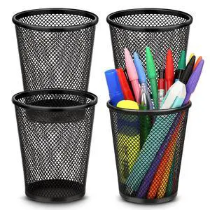 Pen Holder for Desk, Pencil Holder for Desk, 4 Pack Pencil Cup for Pen, Mesh Metal Pen Organizer, Desk Pen Holder Pen Holder for Desk, Pencil Holder for Desk, 4 Pack Pencil Cup for Pen, Mesh Metal Pen Organizer, Desk Pen Holder