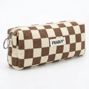 Soft Corduroy Pencil Case Pen Pouch Organizer, Small Stationery Bag | Cute Crown Checkerboard Pouch, Smooth Zipper, Daily Cosmetics Holder, Compact Organizer for School Teen Girls, Women Soft Corduroy Pencil Case Pen Pouch Organizer, Small Stationery Bag | Cute Crown Checkerboard Pouch, Smooth Zipper, Daily Cosmetics Holder, Compact Organizer for School Teen Girls, Women
