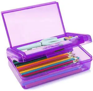 Double Layer Plastic Clear Hard Colored Pencil Box Case Pen Crayon Box | Colored Cute Pen Cases Box for School Office Supplies Marker Crayon Organizer Storage Box,Standard Size Double Layer Plastic Clear Hard Colored Pencil Box Case Pen Crayon Box | Colored Cute Pen Cases Box for School Office Supplies Marker Crayon Organizer Storage Box,Standard Size
