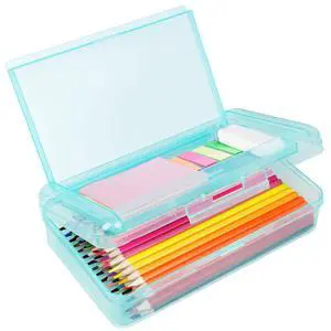 Plastic Pencil Box, Large Capacity Pencil Case, Pencil Boxes | Double Layer for Kids Adults, Colored Pencil Case, Hard Crayon Box Storage with Snap-Tight Lid for School Office (Light Blue) Plastic Pencil Box, Large Capacity Pencil Case, Pencil Boxes | Double Layer for Kids Adults, Colored Pencil Case, Hard Crayon Box Storage with Snap-Tight Lid for School Office (Light Blue)