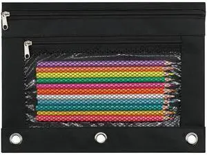 Pencil Pouch for 3 Ring Binder, Pencil Case Bag with Zipper, 600D Fabric Pencil Pouch Holder Accessories, Clear Window Pencil Case Aesthetic Back to School Organizer Pockets for Boy Girl (Black) Pencil Pouch for 3 Ring Binder, Pencil Case Bag with Zipper, 600D Fabric Pencil Pouch Holder Accessories, Clear Window Pencil Case Aesthetic Back to School Organizer Pockets for Boy Girl (Black)