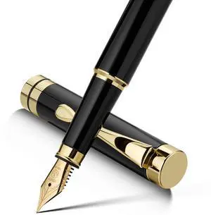 Fountain Pen-Luxury Black and Gold Finish, 18K Gilded Nib(Fine), Smooth Ink Flow, Complete Set with 4*2.6mm Black Cartridges, Converter & Gift Box-Ideal for Professionals, Office, Journaling Fountain Pen-Luxury Black and Gold Finish, 18K Gilded Nib(Fine), Smooth Ink Flow, Complete Set with 4*2.6mm Black Cartridges, Converter & Gift Box-Ideal for Professionals, Office, Journaling