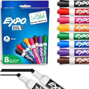 Dry Erase Markers, Low Odor Ink, Chisel Tip, 8 Count - Whiteboard, Calendar, Organization, Essential Supplies for Office, School, Classroom, Teachers Dry Erase Markers, Low Odor Ink, Chisel Tip, 8 Count - Whiteboard, Calendar, Organization, Essential Supplies for Office, School, Classroom, Teachers