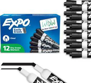 Dry Erase Markers, Low Odor Ink, Black, Chisel Tip, 12 Count - Whiteboard, Calendar, Organization, Essential Supplies for Office, School, Classroom, Teachers Dry Erase Markers, Low Odor Ink, Black, Chisel Tip, 12 Count - Whiteboard, Calendar, Organization, Essential Supplies for Office, School, Classroom, Teachers