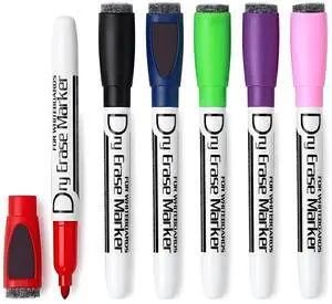 Magnetic Dry Erase Markers, Fine Tip, 6 Colors, 6 Pack | Whiteboard Markers with Eraser Cap, Low Odor Dry Erase Pens, Magnetic Markers for Whiteboards, Calendars, Refrigerators Magnetic Dry Erase Markers, Fine Tip, 6 Colors, 6 Pack | Whiteboard Markers with Eraser Cap, Low Odor Dry Erase Pens, Magnetic Markers for Whiteboards, Calendars, Refrigerators