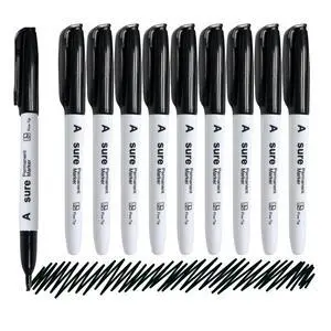 10 Pack Black Permanent Felt Waterproof Markers, Fine Point, Fade Resistant, Writes on Plastic, Metal, Glass, and Stone. 10 Pack Black Permanent Felt Waterproof Markers, Fine Point, Fade Resistant, Writes on Plastic, Metal, Glass, and Stone.