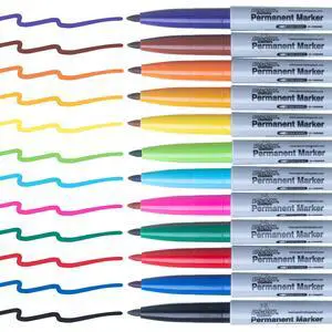 Fine Point Permanent Markers - Multicolor Pens, 12 Colors - School Supplies | Create clear, permanent marks with durable fine point colorful markers for home, school, or office Fine Point Permanent Markers - Multicolor Pens, 12 Colors - School Supplies | Create clear, permanent marks with durable fine point colorful markers for home, school, or office