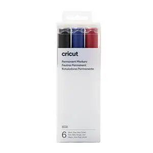 Permanent Markers 2.5 mm, Black/Blue/Red/Green (6 ct) - Compatible with Cricut Venture Permanent Markers 2.5 mm, Black/Blue/Red/Green (6 ct) - Compatible with Cricut Venture