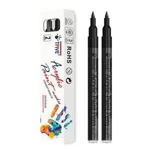 Acrylic Paint Markers Pens, 2 Black 0.7mm Extra Fine Tip | Permanent, Waterproof, Quick Dry, Water Based Marker Pen for Rock, Ceramic, Glass, Wood, Plastic, Metal, Canvas Acrylic Paint Markers Pens, 2 Black 0.7mm Extra Fine Tip | Permanent, Waterproof, Quick Dry, Water Based Marker Pen for Rock, Ceramic, Glass, Wood, Plastic, Metal, Canvas