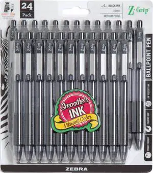 Z-Grip Retractable Ballpoint Pen, Black Ink, 1.0mm, 24 Bulk-Pack | Smooth Writing, Medium Point Tip, Ideal for Planners, Note-Taking, School and Office Supplies, and Everyday Writing (12221) Z-Grip Retractable Ballpoint Pen, Black Ink, 1.0mm, 24 Bulk-Pack | Smooth Writing, Medium Point Tip, Ideal for Planners, Note-Taking, School and Office Supplies, and Everyday Writing (12221)