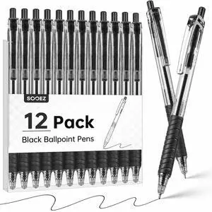 12 Pack Bulk Pens Ballpoint, Smooth Writing pens with Soft Grip | Retractable Black Ink Pen, Medium Point 1.0mm Pens for Journaling, Box of Pen Office Supplies for Nurse,Server, Note Taking 12 Pack Bulk Pens Ballpoint, Smooth Writing pens with Soft Grip | Retractable Black Ink Pen, Medium Point 1.0mm Pens for Journaling, Box of Pen Office Supplies for Nurse,Server, Note Taking