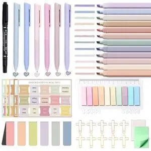Bible Study Supplies Kit 43 Pcs for Women & Men Bible Journaling Set with No Bleed Highlighters, Pens, Bible Tabs, Bookmarks, Cross Paper Clips & Transparent Sticky Notes Bible Study Supplies Kit 43 Pcs for Women & Men Bible Journaling Set with No Bleed Highlighters, Pens, Bible Tabs, Bookmarks, Cross Paper Clips & Transparent Sticky Notes