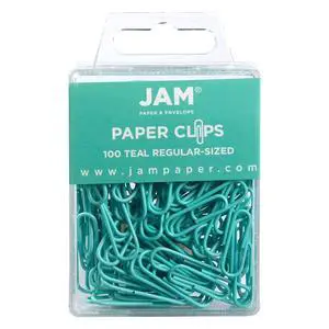 Colored Standard Paper Clips - Small - Teal - 100/pack Colored Standard Paper Clips - Small - Teal - 100/pack