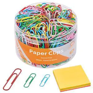 450pcs Paper Clips Assorted Sizes with 100 Sheets Sticky Notes Set, Colored Paperclips for Office Document Organizing 450pcs Paper Clips Assorted Sizes with 100 Sheets Sticky Notes Set, Colored Paperclips for Office Document Organizing