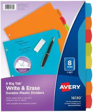 Write & Erase Plastic Dividers, 8-Tab, Multicolor, 1 Set | For Organizing Reports and Projects, Reusable Durable Tabs, Write & Erase Design, 1.5x More Writing Space, Tear-Resistant Write & Erase Plastic Dividers, 8-Tab, Multicolor, 1 Set | For Organizing Reports and Projects, Reusable Durable Tabs, Write & Erase Design, 1.5x More Writing Space, Tear-Resistant