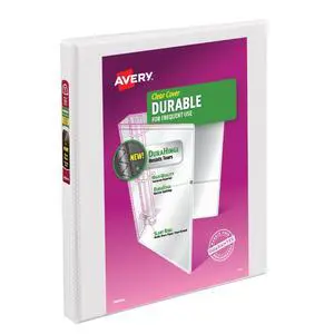 Durable View 3 Ring Binder, 0.5" Slant Rings, 1 White Binder | For Daily School, Home and Office Use, Clear View Overlays, DuraHinge Tear-Resistant Spine, DuraEdge Split-Resistant Edges Durable View 3 Ring Binder, 0.5" Slant Rings, 1 White Binder | For Daily School, Home and Office Use, Clear View Overlays, DuraHinge Tear-Resistant Spine, DuraEdge Split-Resistant Edges