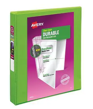 Durable View 3 Ring Binder, 1" Slant Rings, 1 Chartreuse Binder | For Daily School, Home and Office Use, DuraHinge Tear-Resistant Spine, DuraEdge Split-Resistant Edges, Clear Overlays Durable View 3 Ring Binder, 1" Slant Rings, 1 Chartreuse Binder | For Daily School, Home and Office Use, DuraHinge Tear-Resistant Spine, DuraEdge Split-Resistant Edges, Clear Overlays