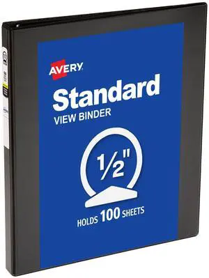 Standard View 3 Ring Binder, 0.5" Round Rings, 1 Black Binder | For School, Home and Everyday Use, Clear View Overlays, Interior Storage Pockets, PVC-Free Cover, Lay-Flat Pages Standard View 3 Ring Binder, 0.5" Round Rings, 1 Black Binder | For School, Home and Everyday Use, Clear View Overlays, Interior Storage Pockets, PVC-Free Cover, Lay-Flat Pages