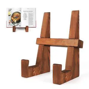 8.8" Wooden Cookbook Stand for Kitchen Counter, Rustic Brown | Multifunctional Recipe Book Holder & Tablet Stand for Desktop Reading 8.8" Wooden Cookbook Stand for Kitchen Counter, Rustic Brown | Multifunctional Recipe Book Holder & Tablet Stand for Desktop Reading