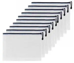 Documents Storage Bag, 10 Pcs A4 Size PVC Waterproof Black Zipper File Envelopes for Home, Business Trips, Meetings, and Office (Black) Documents Storage Bag, 10 Pcs A4 Size PVC Waterproof Black Zipper File Envelopes for Home, Business Trips, Meetings, and Office (Black)