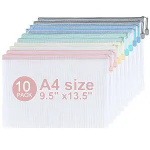 10 Pack Mesh Zipper Pouch Bags, A4 Plastic Zipper Bags,Waterproof File Pouches for Office Supplies, Travel, Storage, Puzzles & Board Games 10 Pack Mesh Zipper Pouch Bags, A4 Plastic Zipper Bags,Waterproof File Pouches for Office Supplies, Travel, Storage, Puzzles & Board Games