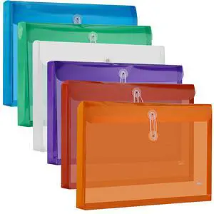 Plastic Envelopes with String Tie Closure, 6 pcs, 1-1/6" Expansion | Side Loading, Letter & A4 Size, Clear Expandable Poly Envelopes, Document Folders for School, Office, File Organization Plastic Envelopes with String Tie Closure, 6 pcs, 1-1/6" Expansion | Side Loading, Letter & A4 Size, Clear Expandable Poly Envelopes, Document Folders for School, Office, File Organization
