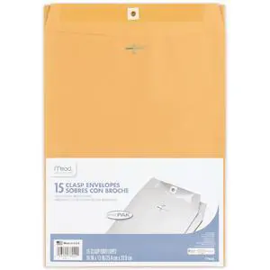 Envelopes, 10" x 13", Clasp Closure, Brown Kraft All-Purpose 24-lb Paper Mailing Envelopes, 15 Count (76022) Envelopes, 10" x 13", Clasp Closure, Brown Kraft All-Purpose 24-lb Paper Mailing Envelopes, 15 Count (76022)
