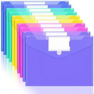 10 Pack Plastic Envelopes File Folders, Plastic Filing Folders A4 Pouch | Safe Closure, Colored Folder for Documents Letter A4 Size with Label Pocket, Office Teacher School Supplies Storage 10 Pack Plastic Envelopes File Folders, Plastic Filing Folders A4 Pouch | Safe Closure, Colored Folder for Documents Letter A4 Size with Label Pocket, Office Teacher School Supplies Storage