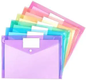 6 Pack Plastic Envelopes File Folders, Snap Button, A4 | with Label Pocket, Folder for Documents Letter A4 Size for Teacher School Office Supplies Organization Storage 6 Pack Plastic Envelopes File Folders, Snap Button, A4 | with Label Pocket, Folder for Documents Letter A4 Size for Teacher School Office Supplies Organization Storage