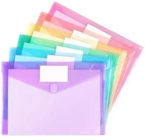 6 PCS File Folders Clear Poly Plastic Envelopes, A4, Multicolors | Hook and Loop with Label Pocket, Folder for Documents Letter A4 Size Teacher School Office Supplies Organization Storage 6 PCS File Folders Clear Poly Plastic Envelopes, A4, Multicolors | Hook and Loop with Label Pocket, Folder for Documents Letter A4 Size Teacher School Office Supplies Organization Storage