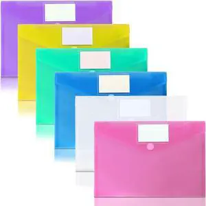 6 Pack Plastic Document Envelopes A4 Letter Hook & Loop Folders | Waterproof and tear-resistant poly Filing Envelopes with Label for School Home Work Office Organization, 6 Assorted Color 6 Pack Plastic Document Envelopes A4 Letter Hook & Loop Folders | Waterproof and tear-resistant poly Filing Envelopes with Label for School Home Work Office Organization, 6 Assorted Color
