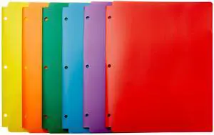 Plastic 3-Hole Punch File Folders with 2 Pockets for Documents, Letter Size 8.5 x 11 inches, Assorted Colors, Pack of 6 Plastic 3-Hole Punch File Folders with 2 Pockets for Documents, Letter Size 8.5 x 11 inches, Assorted Colors, Pack of 6