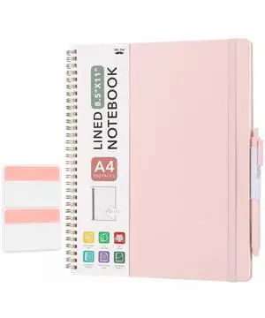 Lined Spiral Journal Notebook, 8.5"x11", 100 Pages, Blush | Spiral Bound Large A4 College Ruled Notebook with Pen and Divider Sticky Tabs for Notes, Journaling, School & Daily Planning Lined Spiral Journal Notebook, 8.5"x11", 100 Pages, Blush | Spiral Bound Large A4 College Ruled Notebook with Pen and Divider Sticky Tabs for Notes, Journaling, School & Daily Planning