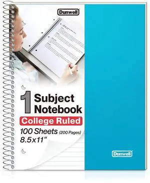 1-Subject College Ruled Spiral Notebook 8.5x11, 100 Sheets, Blue | Plastic Cover, Pocket Divider, 3-Hole Punched, Perforated Pages, Fits 8.5x11 Paper 1-Subject College Ruled Spiral Notebook 8.5x11, 100 Sheets, Blue | Plastic Cover, Pocket Divider, 3-Hole Punched, Perforated Pages, Fits 8.5x11 Paper