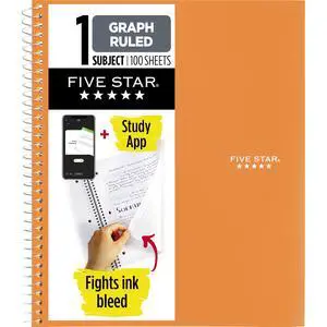 Spiral Notebook + Study App, 1 Subject, Graph Ruled Paper, 8-1/2" x 11", 100 Sheets, Fights Ink Bleed, Water Resistant Cover, Sedona Orange (620000CD1) Spiral Notebook + Study App, 1 Subject, Graph Ruled Paper, 8-1/2" x 11", 100 Sheets, Fights Ink Bleed, Water Resistant Cover, Sedona Orange (620000CD1)