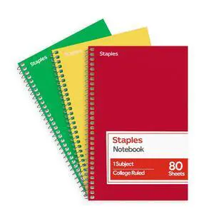 1-Subject Spiral Notebook, College Ruled, 80 Sheets, 3-Pk | Assorted colors for school, office, and everyday note-taking needs. 1-Subject Spiral Notebook, College Ruled, 80 Sheets, 3-Pk | Assorted colors for school, office, and everyday note-taking needs.