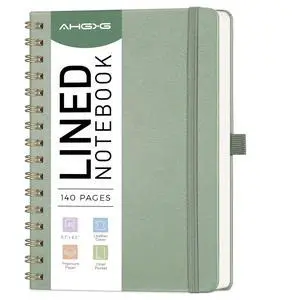 Lined Spiral Journal Notebook, 140 Pages, A5 (5.7" x 8.3") | Journals for Women, Hardcover Leather Notebook College Ruled, 100 GSM Paper, for Work School Note Taking (Sage Green) Lined Spiral Journal Notebook, 140 Pages, A5 (5.7" x 8.3") | Journals for Women, Hardcover Leather Notebook College Ruled, 100 GSM Paper, for Work School Note Taking (Sage Green)