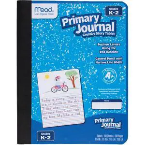 Primary Journal Creative Story Tablet Composition Notebook, 7.5" x 9.75", Grades K-2, 100 Sheets, Color Selected For You (10297) Primary Journal Creative Story Tablet Composition Notebook, 7.5" x 9.75", Grades K-2, 100 Sheets, Color Selected For You (10297)