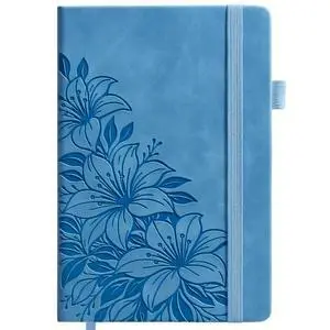 Lined Journal Notebook Hardcover Leather Bound 200 Pages A5 Blue Cute Diary | College Ruled 5.7x8.4" Journaling Notebooks for Women, Floral Aesthetic Journals for Writing, Small Travel Daily Note Book Lined Journal Notebook Hardcover Leather Bound 200 Pages A5 Blue Cute Diary | College Ruled 5.7x8.4" Journaling Notebooks for Women, Floral Aesthetic Journals for Writing, Small Travel Daily Note Book