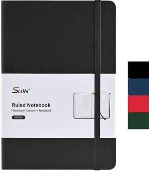 A5 Hardcover Lined Notebook, 192 Pages, 100 GSM, Black | Clean Full-Page Rules, Smooth 100 GSM Paper, Splash-Resistant Cover, Thread-Sewn Binding, Matching Ribbon, Elastic & Pocket A5 Hardcover Lined Notebook, 192 Pages, 100 GSM, Black | Clean Full-Page Rules, Smooth 100 GSM Paper, Splash-Resistant Cover, Thread-Sewn Binding, Matching Ribbon, Elastic & Pocket