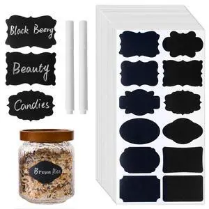 360 Pcs Chalkboard Labels Stickers for Glass Jars, 2.1"x 1.4" | Black Chalk Labels with 2 White Erasable Markers, 12 Assorted Shapes, For Mason Jars, Food Containers and Pantry Storage 360 Pcs Chalkboard Labels Stickers for Glass Jars, 2.1"x 1.4" | Black Chalk Labels with 2 White Erasable Markers, 12 Assorted Shapes, For Mason Jars, Food Containers and Pantry Storage