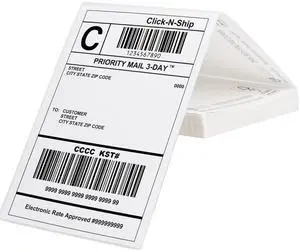 4x6 Fanfold Thermal Label, 100 Per Stack Thermal Shipping Labels | BPA Free, Perforated, Strong Adhesive, Compatible with Most Thermal Printers 4x6 Fanfold Thermal Label, 100 Per Stack Thermal Shipping Labels | BPA Free, Perforated, Strong Adhesive, Compatible with Most Thermal Printers