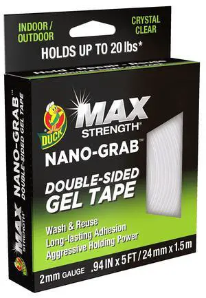 MAX Strength Nano-Grab Double-Sided Gel Tape, 0.94" x 5 ft, Clear MAX Strength Nano-Grab Double-Sided Gel Tape, 0.94" x 5 ft, Clear