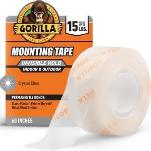 Invisible Hold Mounting Tape, Holds Up to 15 lbs, Clear, 1" x 60" | Clear Double-Sided Tape for Strong, Permanent Bond, Discreet Adhesive for Classroom and Study Space Setup Invisible Hold Mounting Tape, Holds Up to 15 lbs, Clear, 1" x 60" | Clear Double-Sided Tape for Strong, Permanent Bond, Discreet Adhesive for Classroom and Study Space Setup