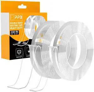 2 Rolls Double Sided Tape Heavy Duty - 240" x 1.0" & 0.5" - Removable Mounting Tape for Poster Picture Hanging Carpet Strip Rug Wall Outdoor - Clear & Strong Nano Tape Adhesive Multipurpose - 20 Feet 2 Rolls Double Sided Tape Heavy Duty - 240" x 1.0" & 0.5" - Removable Mounting Tape for Poster Picture Hanging Carpet Strip Rug Wall Outdoor - Clear & Strong Nano Tape Adhesive Multipurpose - 20 Feet
