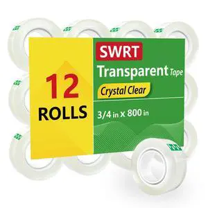 Clear Tape Refills for Dispenser, 12 Rolls, 3/4 in x 800 in Tape Rolls | Secure Hold; Smooth Dispensing; Clean Transparent Finish; Easy Everyday Use for Gift Wrapping, Home, School & Office Clear Tape Refills for Dispenser, 12 Rolls, 3/4 in x 800 in Tape Rolls | Secure Hold; Smooth Dispensing; Clean Transparent Finish; Easy Everyday Use for Gift Wrapping, Home, School & Office