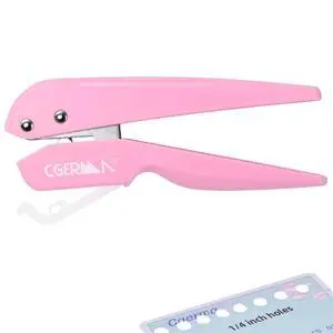 Single Hole Punch, 1/4" Hole Punches, 50% Labor Savings, Paper Hole Puncher, 15 Sheet Capacity, for Paper Cards Plastic Cardboard, Lightweight, Pink Single Hole Punch, 1/4" Hole Punches, 50% Labor Savings, Paper Hole Puncher, 15 Sheet Capacity, for Paper Cards Plastic Cardboard, Lightweight, Pink