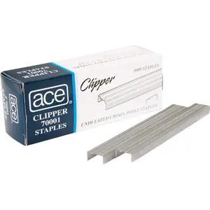 ACE Undulated Clipper Staples for 07020, Box of 5,000 Staples (ACE70001) , Silver | Box of 5,000 Staples | Undulated Chisel Point | For ACE Clipper and Other Clipper Staplers | Silver ACE Undulated Clipper Staples for 07020, Box of 5,000 Staples (ACE70001) , Silver | Box of 5,000 Staples | Undulated Chisel Point | For ACE Clipper and Other Clipper Staplers | Silver